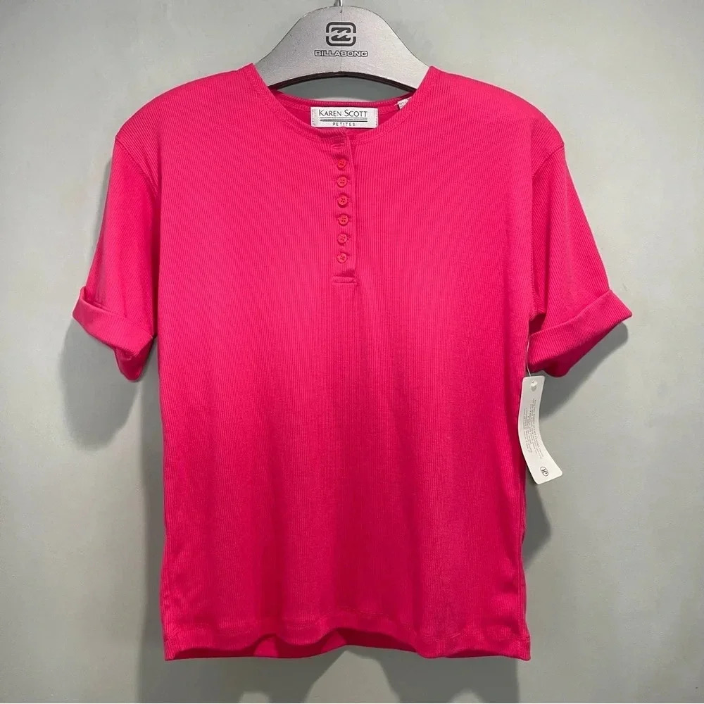 New Karen Scott Petites Pink Shirt . Size PS